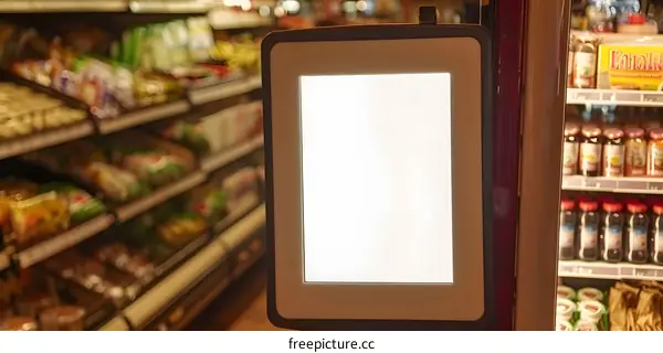 Blank Digital Screen Display in a Grocery Store