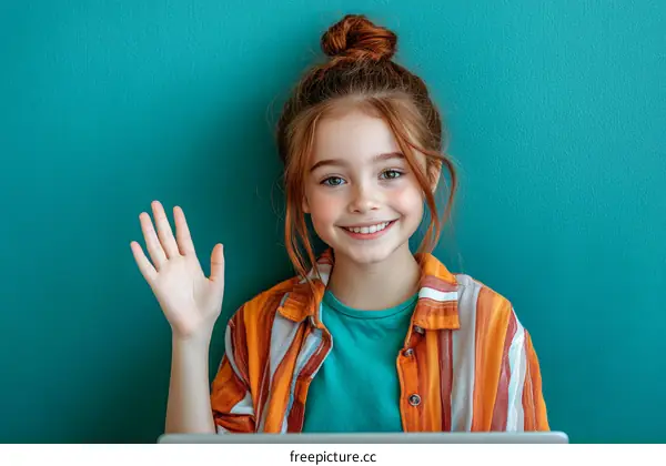 Smiling Girl with a Warm Greeting