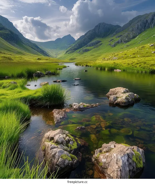 Mountain Valley Landscape with River