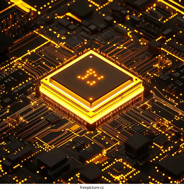 High-Tech Computer Chip on Circuit Board