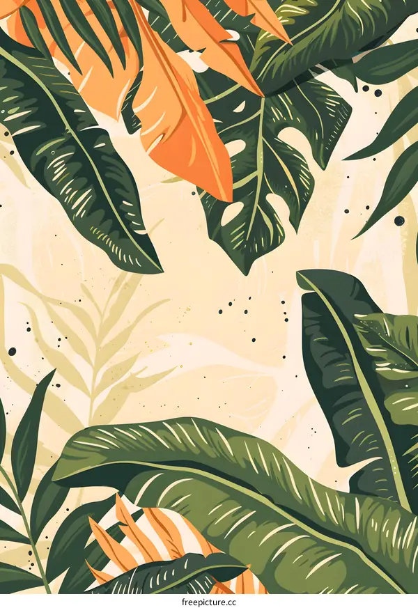 Tropical Leaves Pattern Background Illustration
