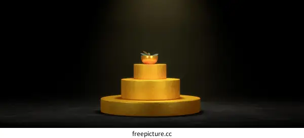 Golden Geometric Display Podium with Decorative Bowl