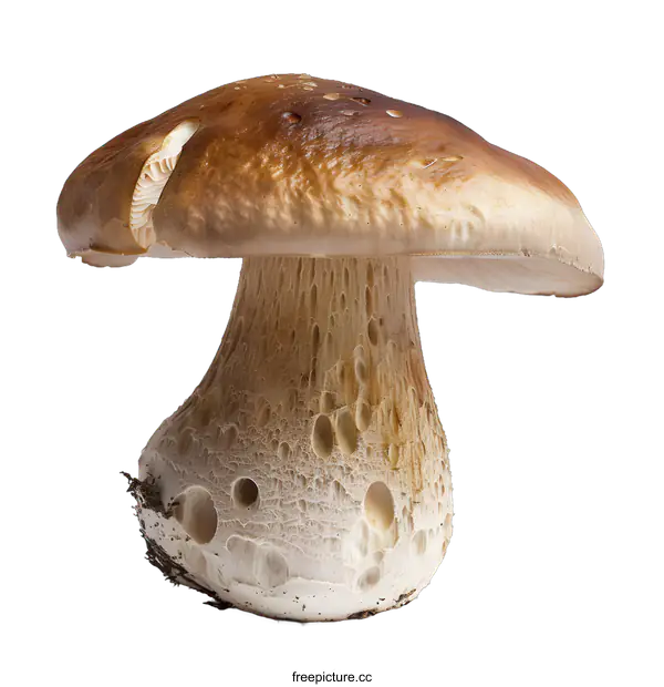 [Transparent Background PNG]Single Brown Cep Mushroom With White Background