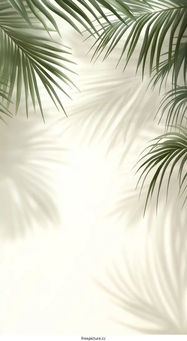 Tropical Palm Leaf Shadows on a Light Background
