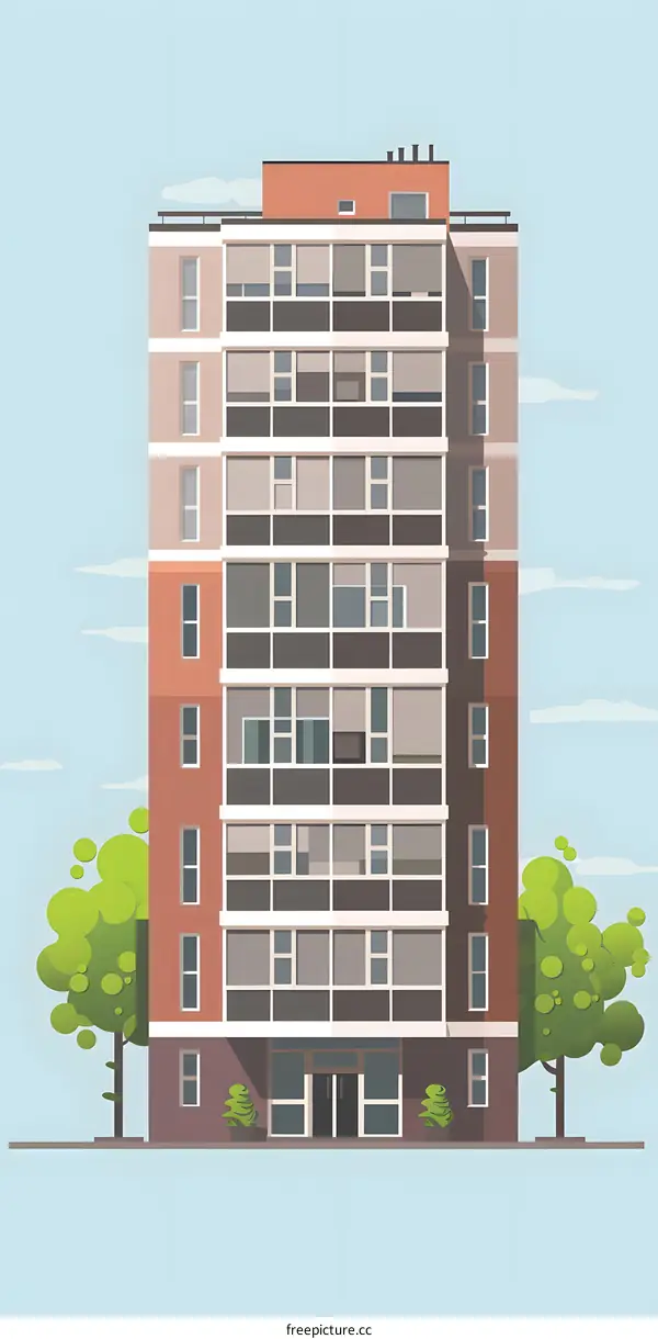 Modern Building With Windows And Doors Illustration