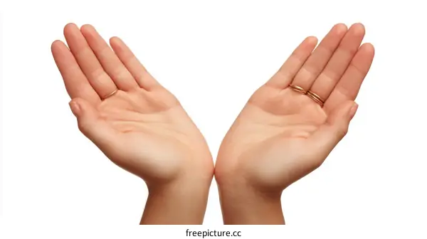 Pair of Open Hands on White Background