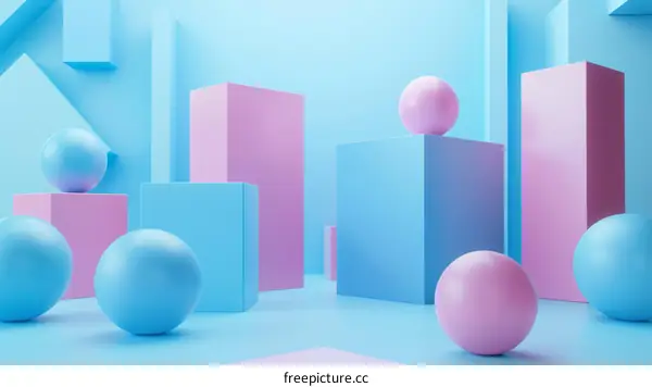 3D Geometric Platform Composition for Pastel Product Display