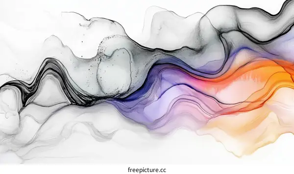 Abstract Fluid Art with Colorful Flowing Forms