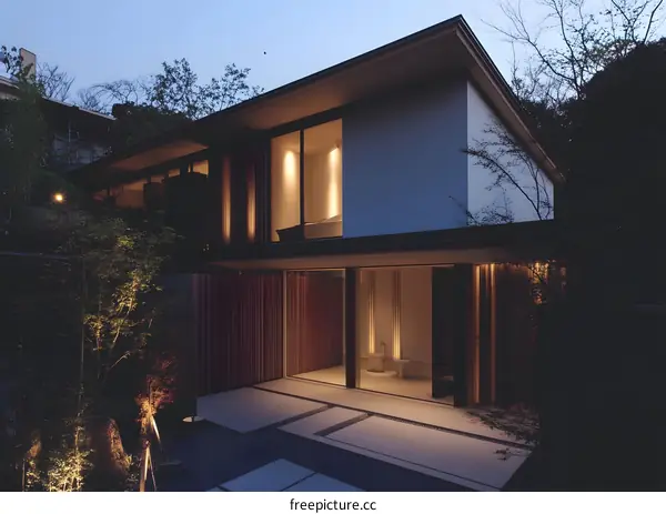 Modern Japanese House Exterior Design with Wood Paneling