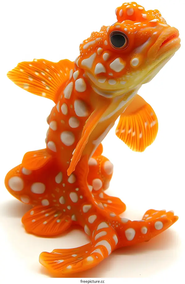 Orange and White Fish Figurine on White