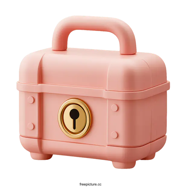 [Transparent Background PNG]Pink Vintage Style Lockable Box Illustration