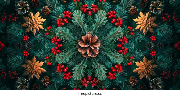 Pine Cones and Fir Branches on Blank Background
