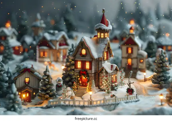 Christmas Village in the Snow