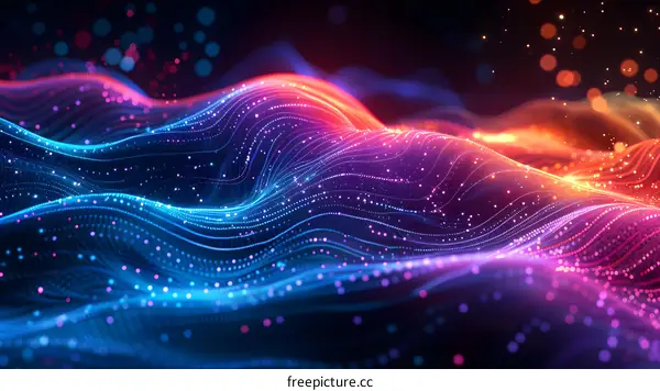 Abstract Digital Waveform Background With Glowing Lights