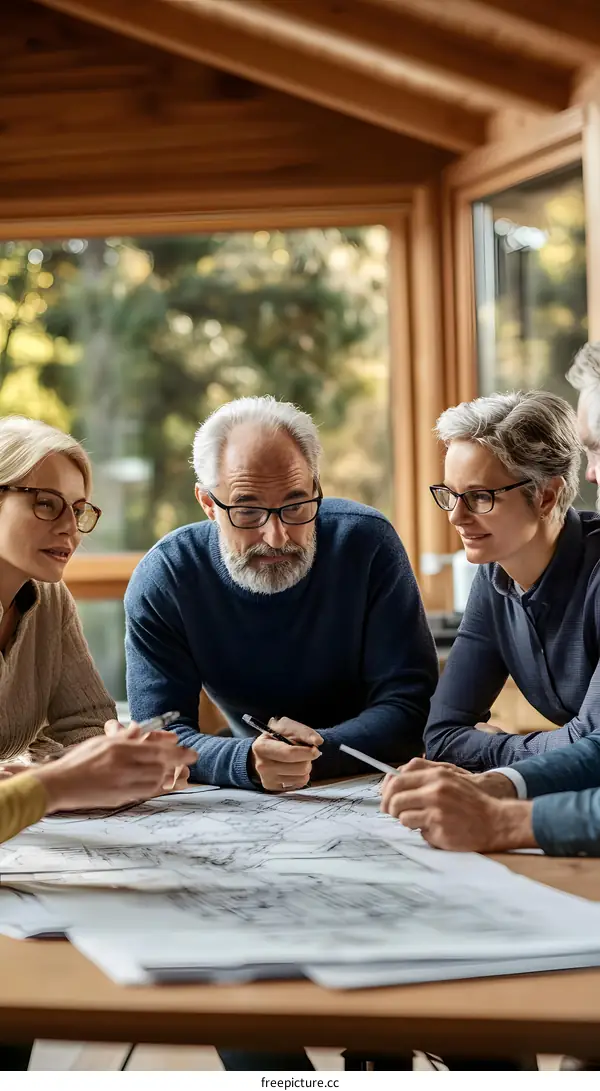 Business Professionals Collaborating on a Project in a Modern Office