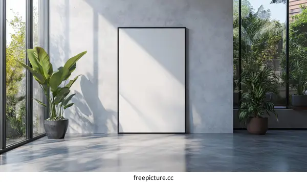 Modern Minimalist Interior Mockup with Blank Canvas