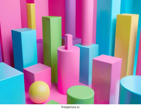 Abstract 3D Colorful Geometric Shapes Background