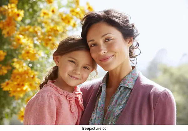 Mother and Daughter Portrait Outdoors in Nature