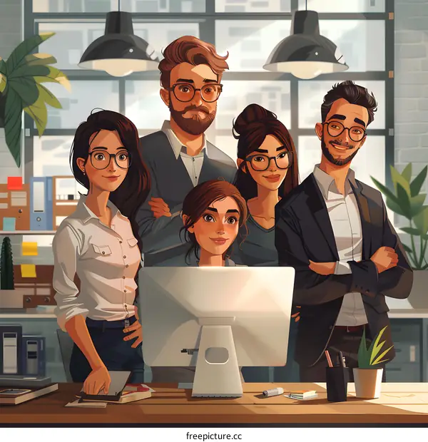 Group of business people standing in an office