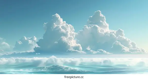 Clouds Over Ocean, a Digital Illustration