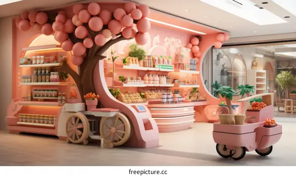 Pink Grocery Store Interior Design