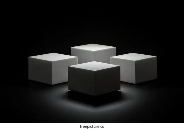 Abstract Minimalist White Cubic Display Boxes