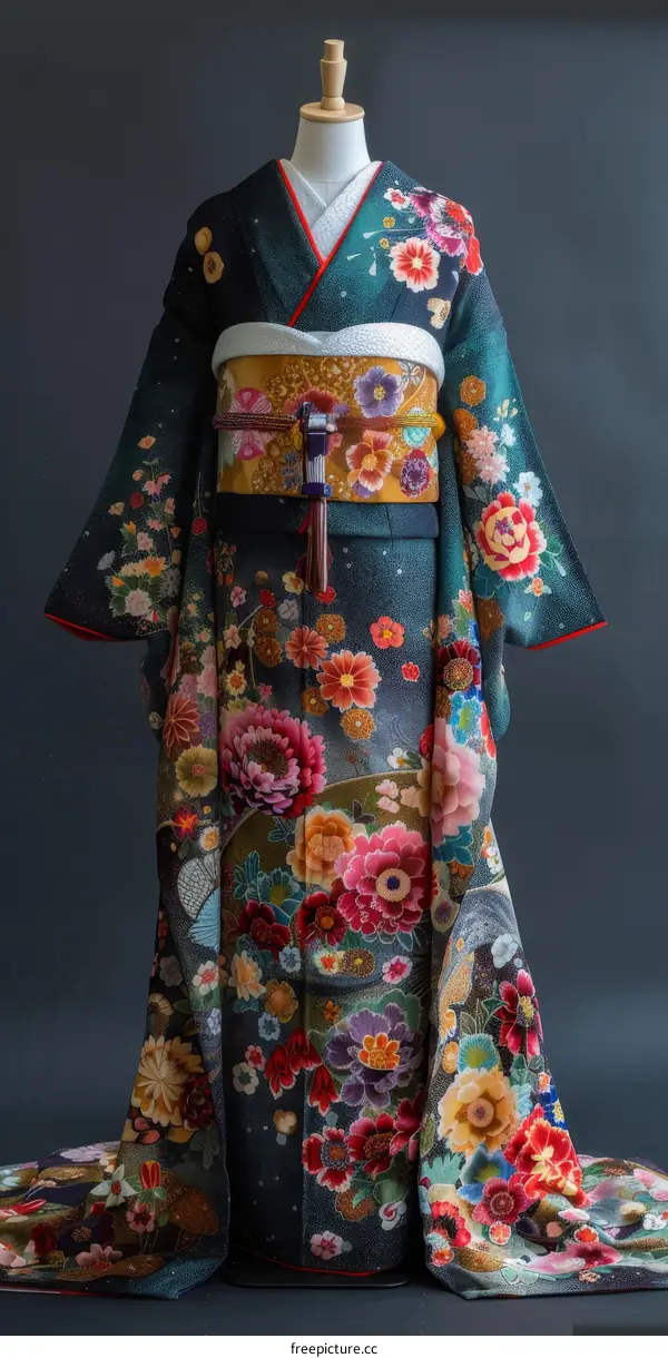 A kimono with a floral pattern