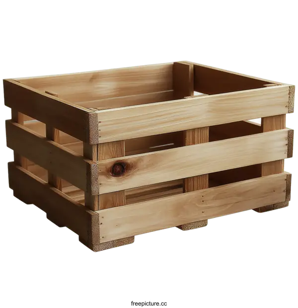 [Transparent Background PNG]Wooden Storage Crate for Home Organization