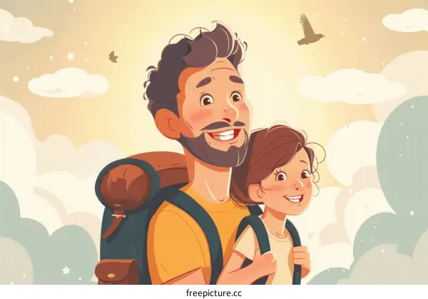 Father and Daughter Hiking Adventure in the Mountains