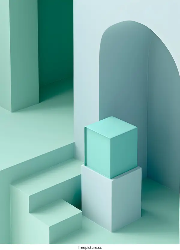 Abstract Geometric Shapes in Mint Green
