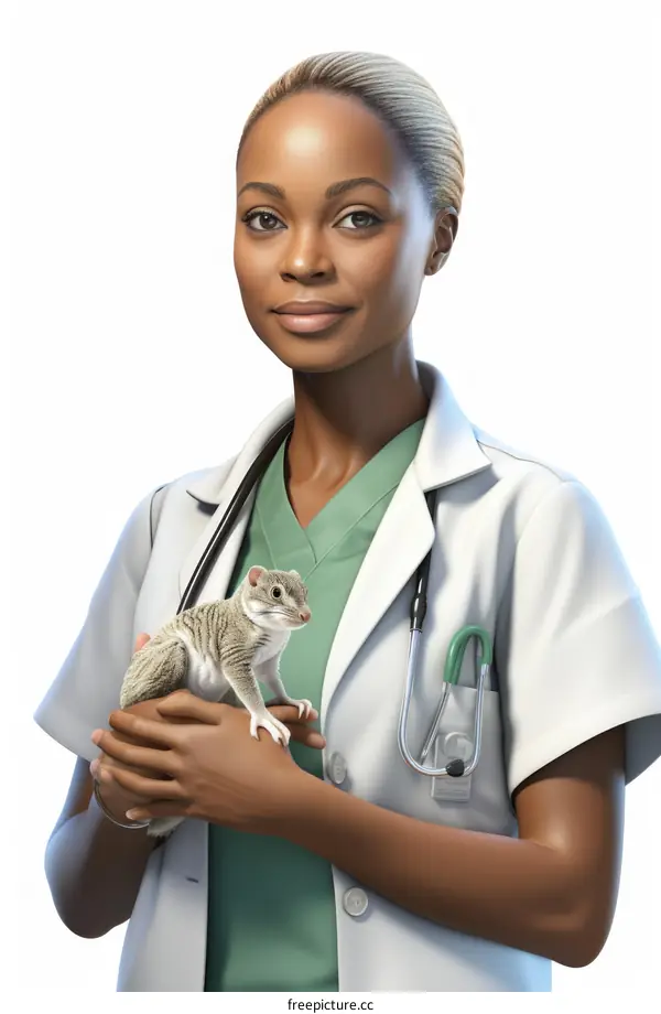 A veterinarian holding a sugar glider