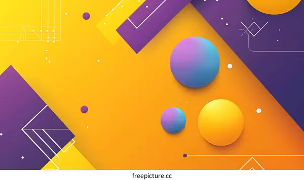 Abstract Geometric Background With Purple And Yellow Shapes