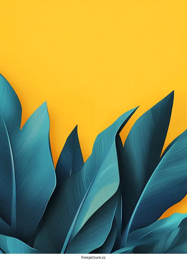 Tropical Leaf Background With Yellow