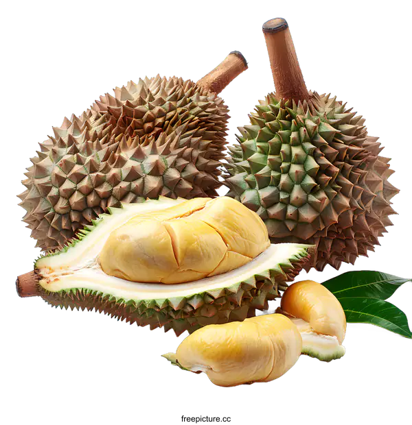 [Transparent Background PNG]Fresh durian fruit on a white background