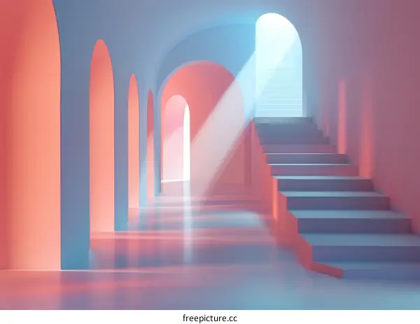 Minimal Liminal Space of Pastel Surreal Architecture
