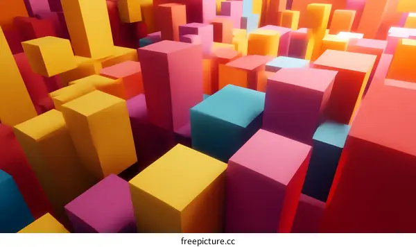 Abstract Colorful Cubes 3D Rendering Background