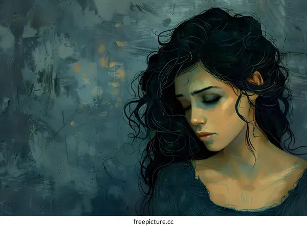 portrait of a sad looking woman