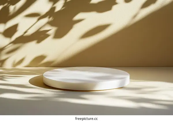 Empty Round Display Stand with Natural Shadow