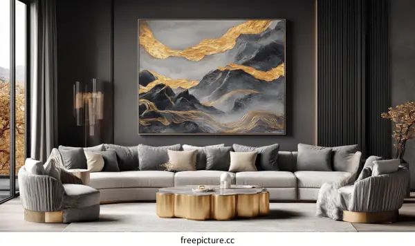 Modern Abstract Mountain Landscape Interior Design