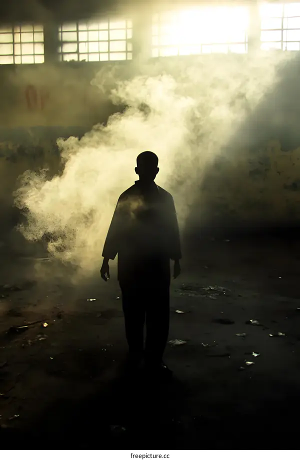 Silhouette of Man in Smoke Filled Room