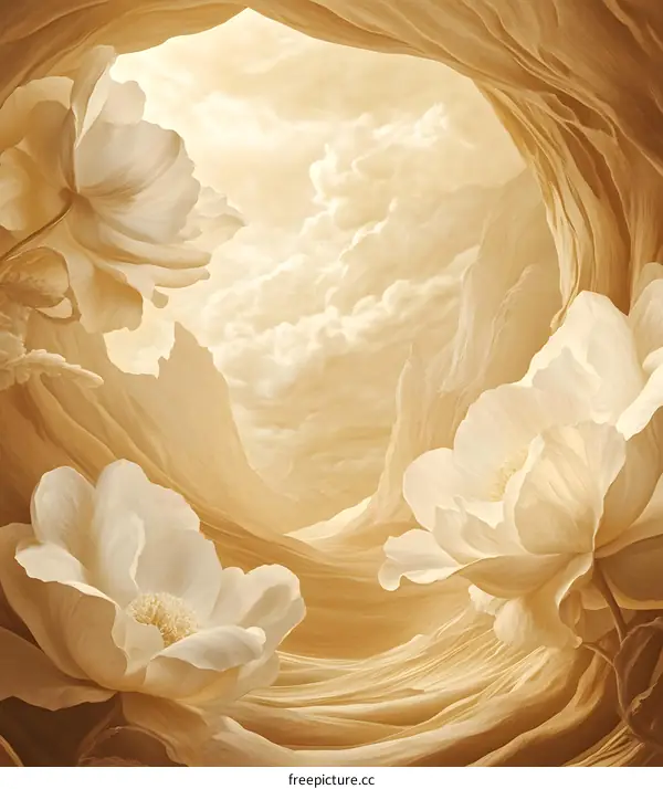 Abstract Flower Fantasy With Desert Landscape