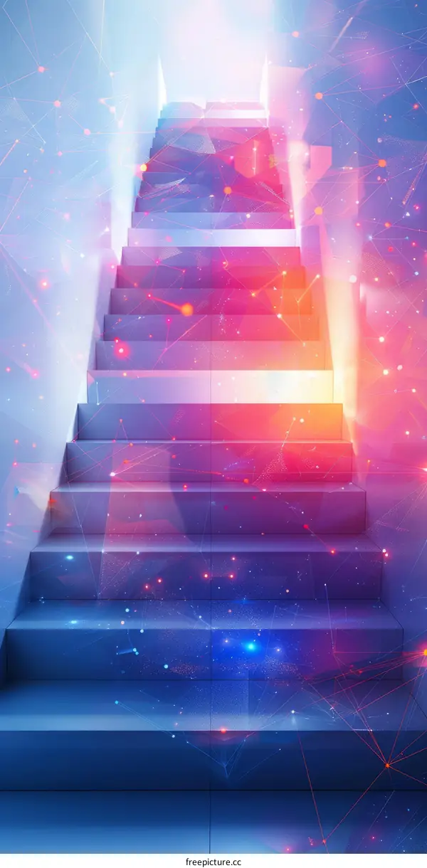 Blue Purple Staircase and Lights Leading up to Heaven