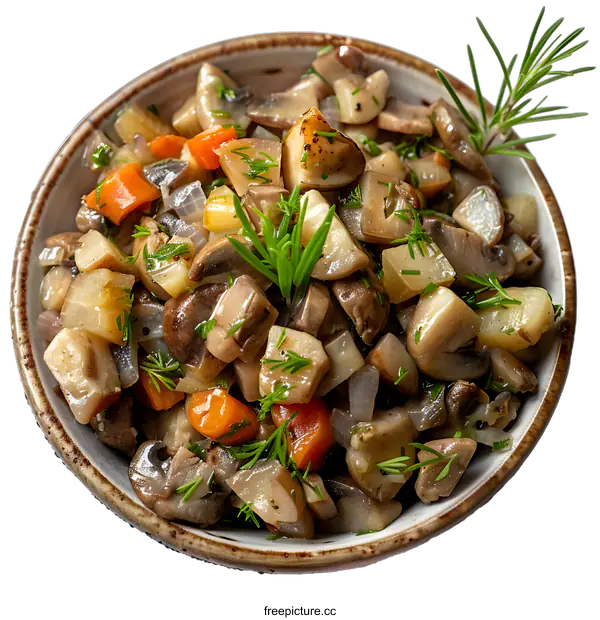 [Transparent Background PNG]Sauteed Mushrooms with Potatoes and Herbs