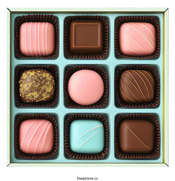 [Transparent Background PNG]Assorted Chocolate Candies in Gift Box