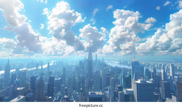 New York City Skyline with Clouds