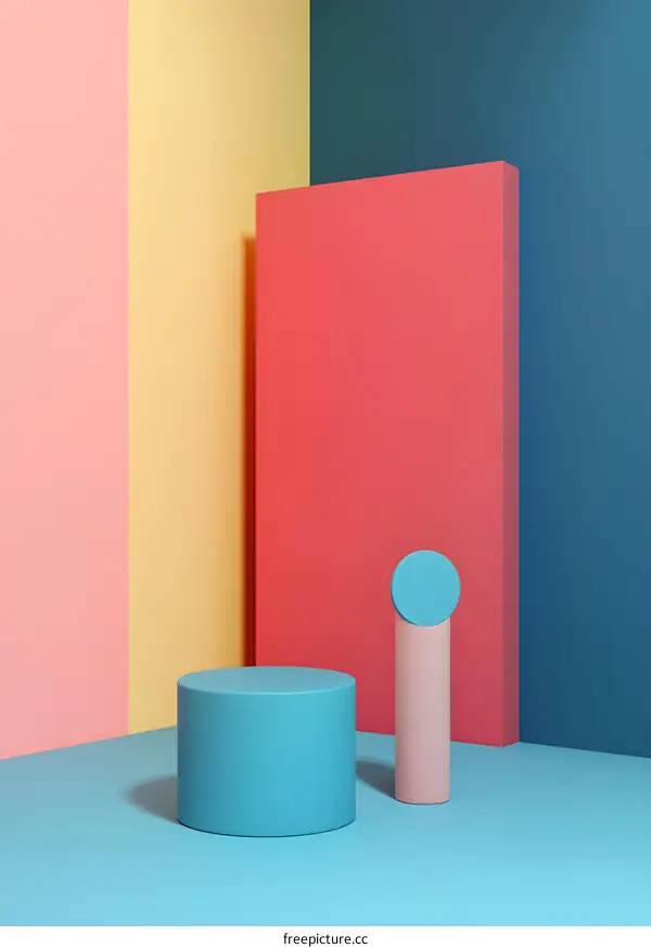 Abstract 3D Rendered Colorful Geometric Shapes Design Background