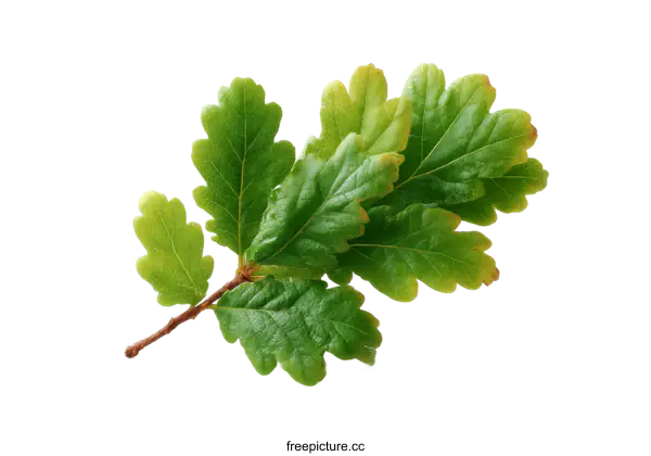 [Transparent Background PNG]Close Up of Green Oak Leaves on Branch
