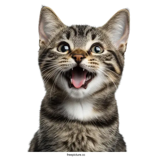 [Transparent Background PNG]Close-up of a Kitten with Open Mouth