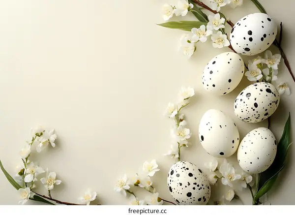 Springtime Easter Eggs Arrangement on Pastel Background