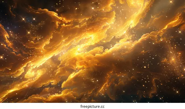 Golden Nebula: A Cosmic Symphony